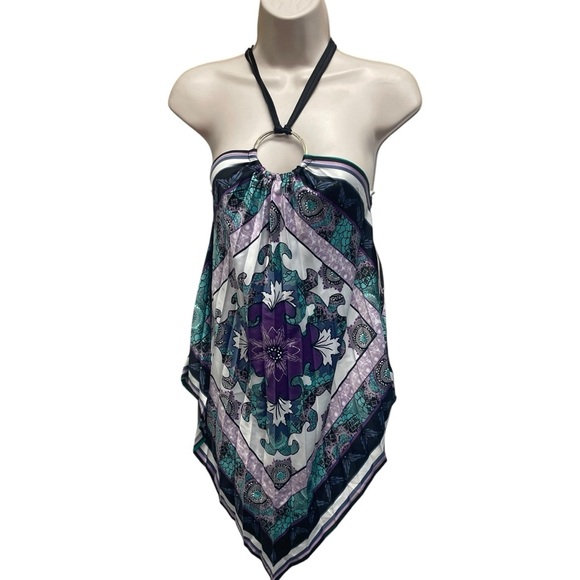 Xoxo Y2K hankerchief tank top paisley silky women’s small vintage club wear - Picture 1 of 9